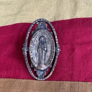 Vintage Religious Medal Brooch